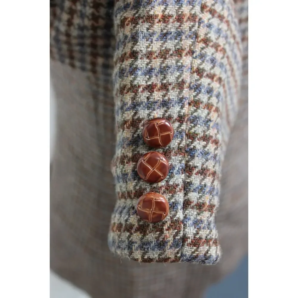 Vintage Pendelton Knockabouts Blazer Brown Plaid Jacket Wool Women's Size 8